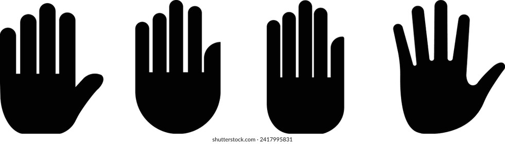 Palm, conjunto de vectores de iconos de mano, signo plano relleno, pictograma sólido aislado en fondo transparente, Icono de palma de mano, icono de gesto de mano, Icono de trazo editable y Perfecto de píxeles. utilizado para móvil, diseño de logotipo.