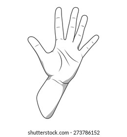 Palm hand number five gesture vector illustration
