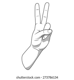 Palm hand number two gesture vector illustration