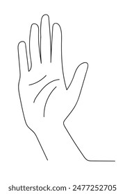 Palm and the hand, the stop signal on white background of vector illustrations