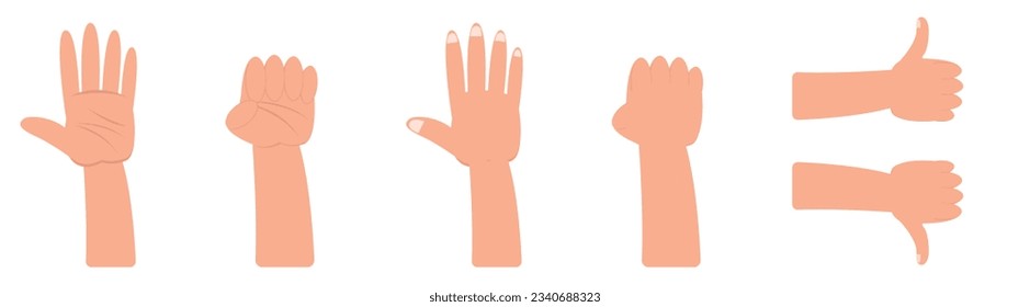 palm hand thumb up thumb down like dislike flat design