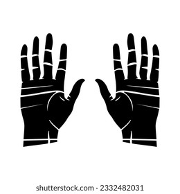 Palm, Handsymbol, Vektorgrafik, gefülltes Flachhandzeichen, einzelne Hand auf Weiß, Logo-Illustration