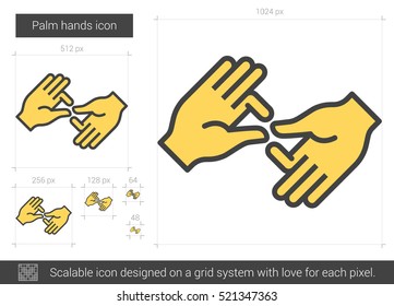 Palm hands vector line icon isolated on white background. Palm hands line icon for infographic, website or app. Scalable icon designed on a grid system.