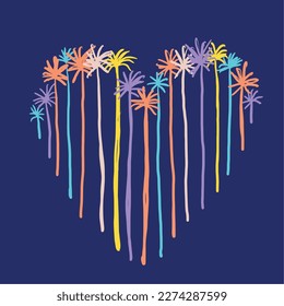 Palm heart graphic. Colors and more