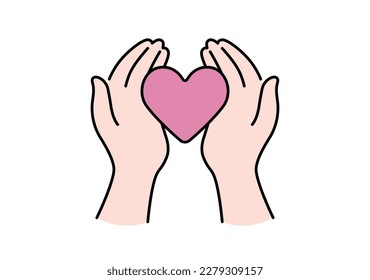 Palm and heart icon vector illustration caring sincerity kindness kindness