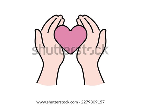 Palm and heart icon vector illustration caring sincerity kindness kindness