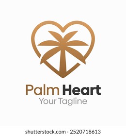 Plantilla de diseño de logotipo de corazón de palma. Bueno para empresas, agencias, comunidad y Organización