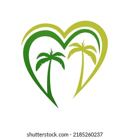 palm and heart or love logo design