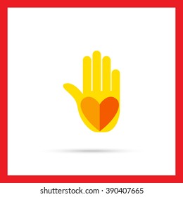 Palm with heart print 