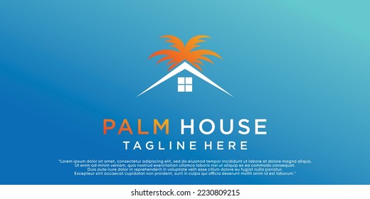 Palm house design vector with creative simple and unique concept Premium Vector