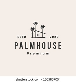 palm house hipster vintage logo vector icon illustration