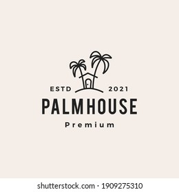 Palm House Hipster Vintage Logo Vector Icon Illustration