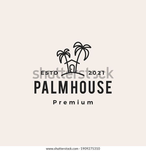 palm\
house hipster vintage logo vector icon\
illustration