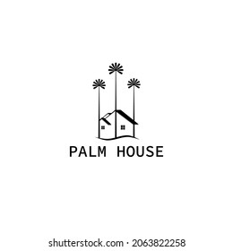 Palm House Logo applied for the residential housing business. palm house tree home logo vector icon illustration