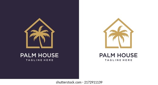 Palm house logo design with modern concept Premium Vector