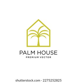 Palm house logo design with modern and creative Premium Vector