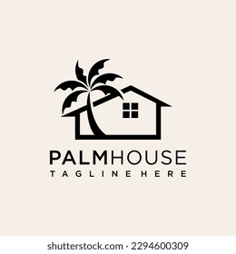 Palm house logo design with modern concept Premium Vector. palm house logo vector icon illustration