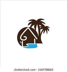 Palm House logo design template, Green house logo ,Vector illustration
