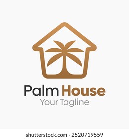 Modelo de design de logotipo Palm House. Bom para negócios, agência, comunidade e organização