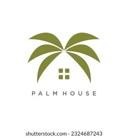 Palm house logo design vector icon with creative idea