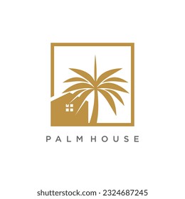 Palm house logo design vector icon with creative idea
