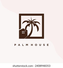 Palmenhaus Logo Design Vektorsymbol mit kreativem Konzept