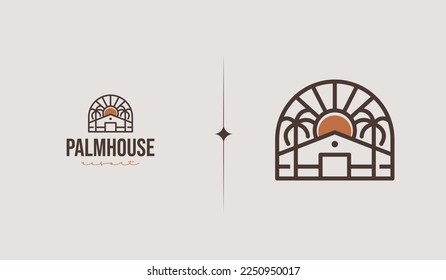 Palm House Logo Template. Universal creative premium symbol. Vector illustration. Creative Minimal design template. Symbol for Corporate Business Identity