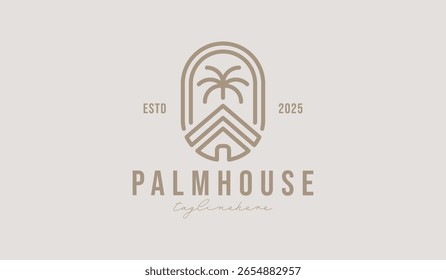 Palm House Logo Template. Universal creative premium symbol. Vector illustration. Creative Minimal design template. Symbol for Corporate Business Identity