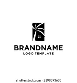 palm with House Logo Vector Abstract