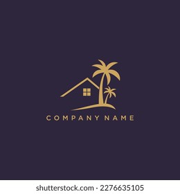 Ilustración del icono del vector con el logotipo de la casa de la palma