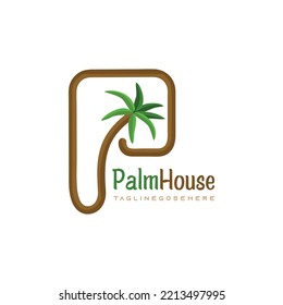 Palm house logo vector and palm tree logo