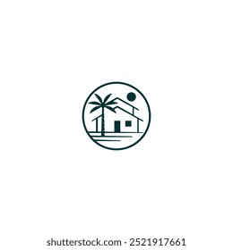 Palm house minimalist logo design vector icon illustration circle