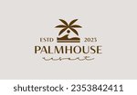 Palm House Resort Logo Template. Universal creative premium symbol. Vector illustration. Creative Minimal design template. Symbol for Corporate Business Identity