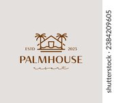 Palm House Resort Logo Template. Universal creative premium symbol. Vector illustration. Creative Minimal design template. Symbol for Corporate Business Identity