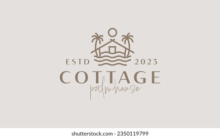 Palm House Resort Logo Template. Universal creative premium symbol. Vector illustration. Creative Minimal design template. Symbol for Corporate Business Identity