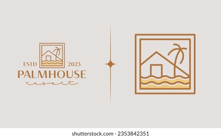 Palm House Resort Logo Template. Universal creative premium symbol. Vector illustration. Creative Minimal design template. Symbol for Corporate Business Identity