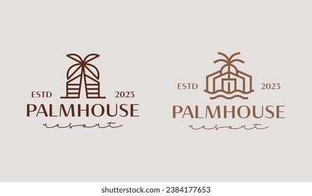 Palm House Resort Logo Template. Universal creative premium symbol. Vector illustration. Creative Minimal design template. Symbol for Corporate Business Identity
