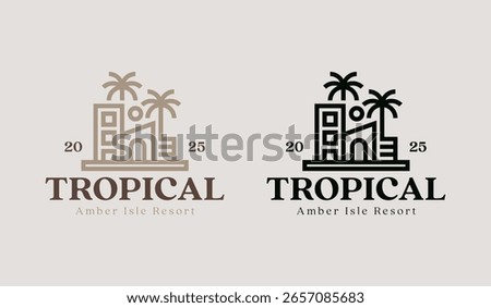 Palm House Resort Logo Template. Universal creative premium symbol. Vector illustration. Creative Minimal design template. Symbol for Corporate Business Identity