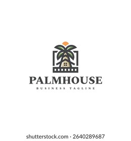 palm house resort logo vector