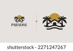 Palm House Summer Tropical. Universal creative premium symbol. Vector sign icon logo template. Vector illustration