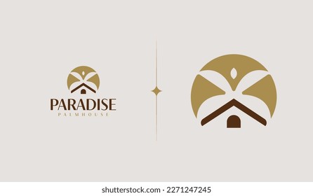 Palm House Summer Tropical. Universal creative premium symbol. Vector sign icon logo template. Vector illustration