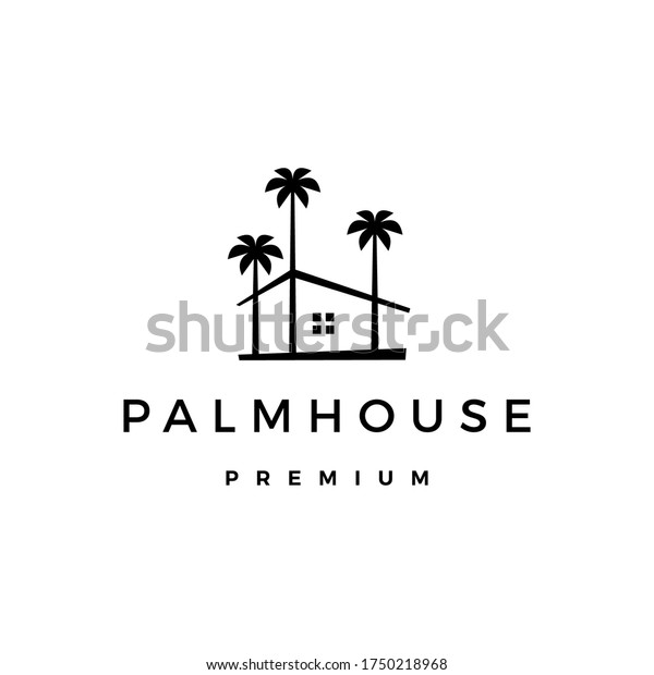 palm house\
tree home logo vector icon\
illustration