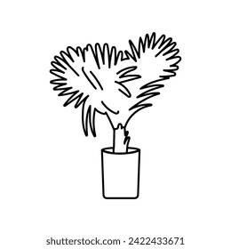 Elemento plano de la planta de la casa de palmas. La decoración interior. Signo aislado del vector. Ilustración digital para página web, aplicación móvil, promoción.