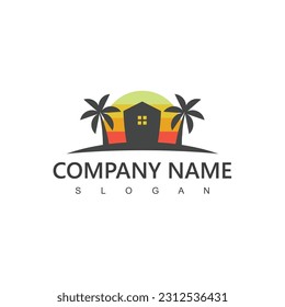 Palm house,Travel and hotel logo template