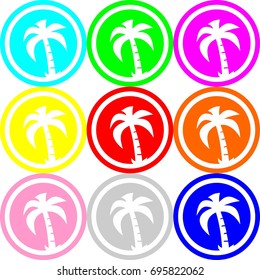 Palm icon , circle sign design with different colors