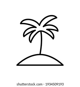 Palm icon. Coconut tree outline. Tropic palm black silhouette. Vector illustration isolated on white.