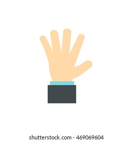 Palm up icon in flat style isolated on white background. Gestural symbol