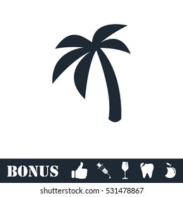 Palm icon flat. Vector illustration symbol and bonus pictogram