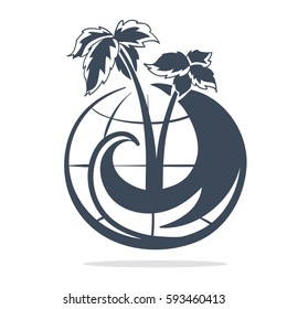 palm icon with globe. vector