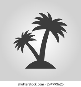 The palm icon. Island symbol. Flat Vector illustration. Button Set